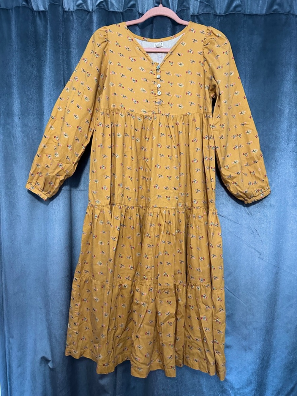 LALi Small Mustard Yellow Floral Tiered Dress